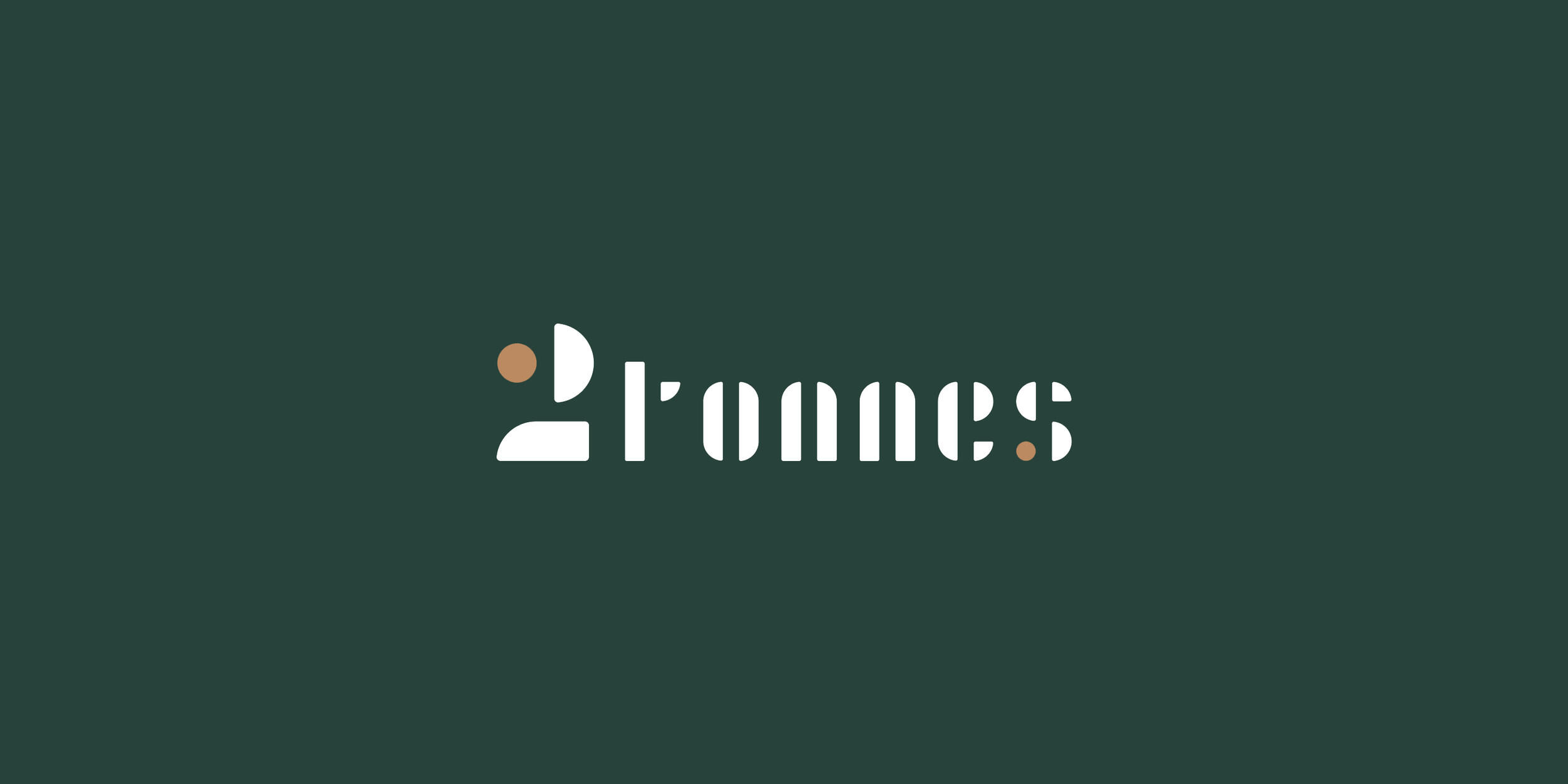 Logo 2tonnes écrit en lettres blanches stylisées sur un fond vert sapin foncé