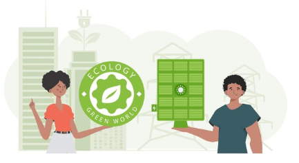 homme tenant des blocs en bois avec logos environnement